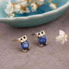 Big Round CZ Diamond Owl Stud Earrings