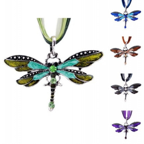 Dragonfly Crystal Pendant Necklace